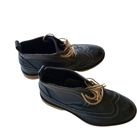 Swear Charlotte 6 made in Portugal Leather Ankle Boot Navy Blue Wing Tip Size 41 - Picture 8 of 11